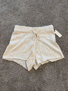 Beach Riot Cream Knit Drawstring Shorts